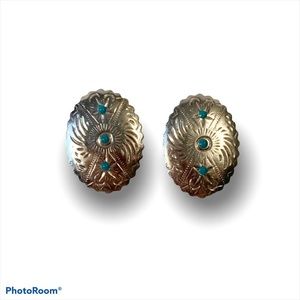 Vintage 80’s Silver and Turquoise Fashion Earrings